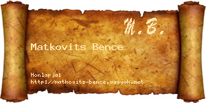 Matkovits Bence névjegykártya