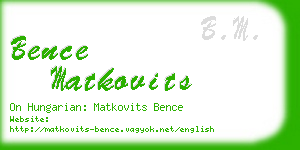 bence matkovits business card